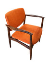 Erik Buch Solid Rosewood Armchair Orange Textile
