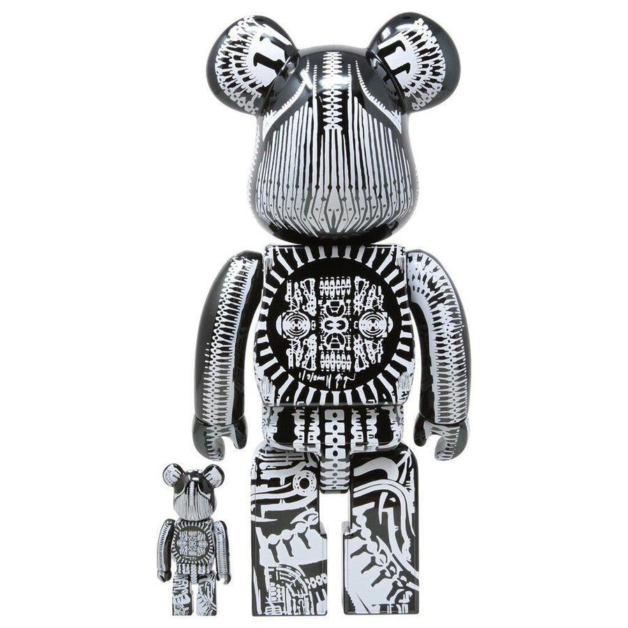 MEDICOM H.R. GIGER BLACK CHROME VER. 100% 400% BEARBRICK FIGURE SET (BLACK)