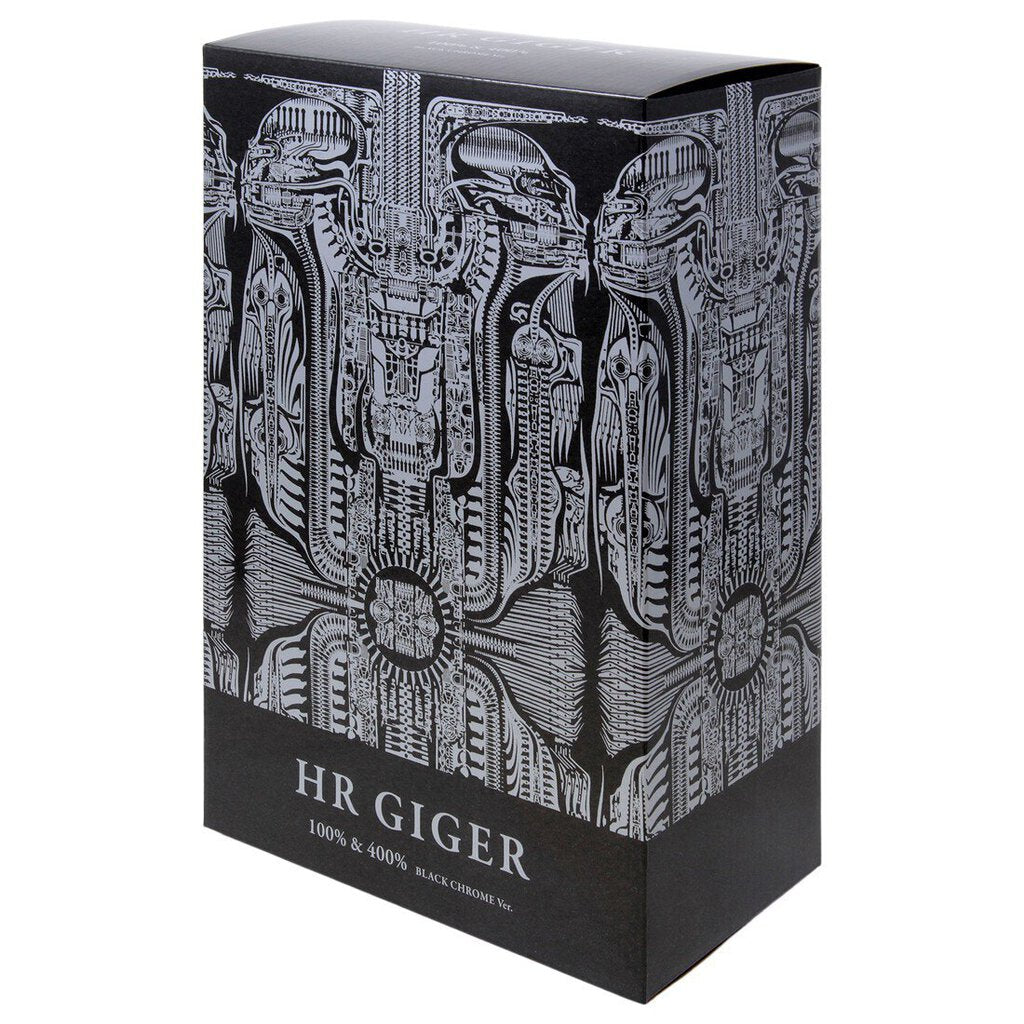 MEDICOM H.R. GIGER BLACK CHROME VER. 100% 400% BEARBRICK FIGURE SET (BLACK)