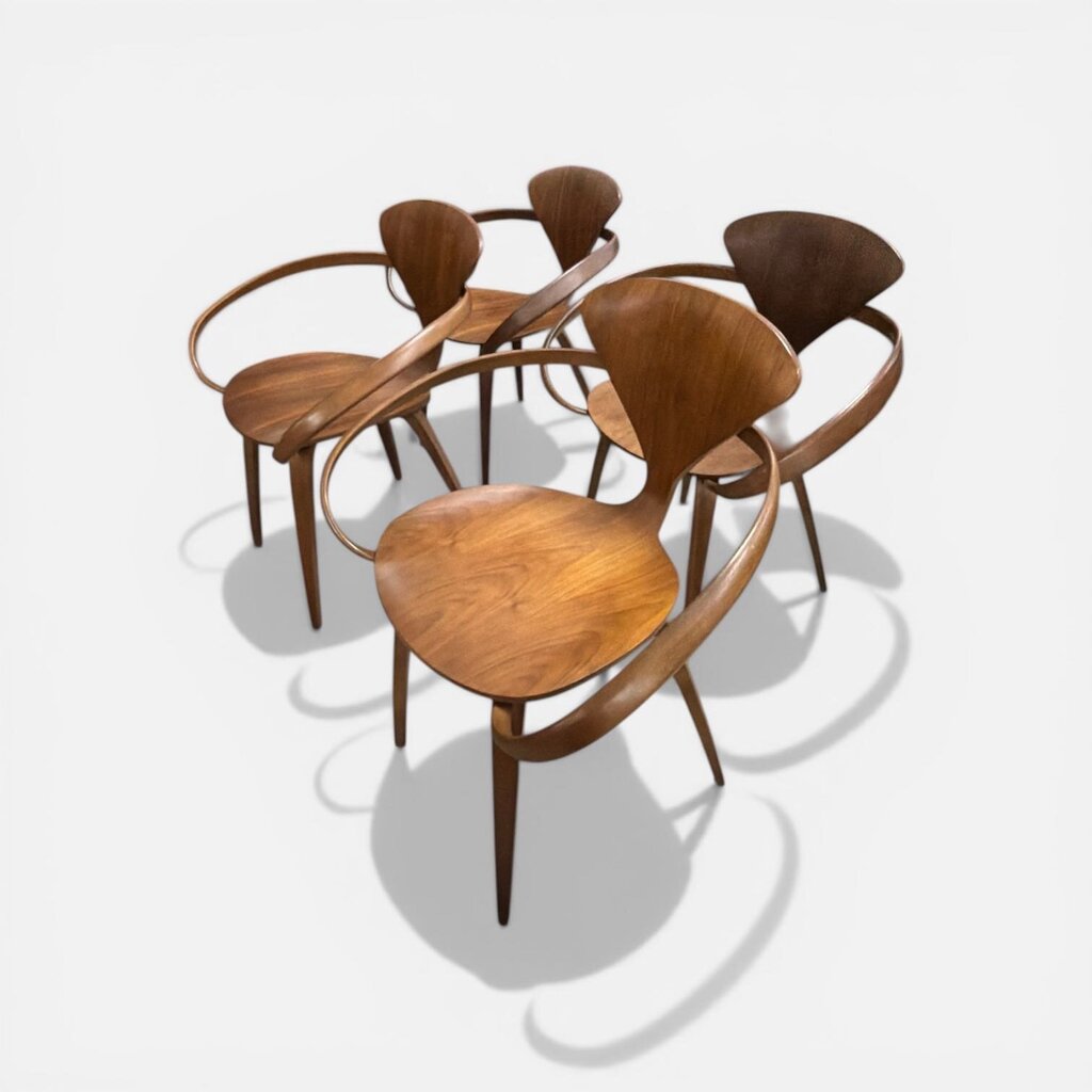 Four Authentic Cherner Chairs in Walnut (COMPARE TO DWR $1769 RETAIL PER CHAIR) (Set of 4)