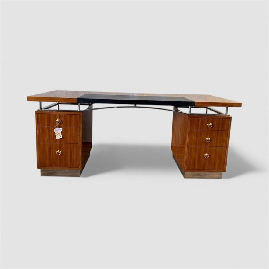 Mid Century Laminate & Leather Executive Desk