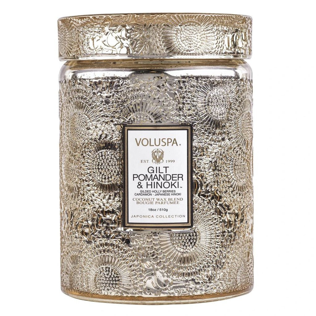 Voluspa Gilt Pomander & Hinoki 18oz Large Jar Candle