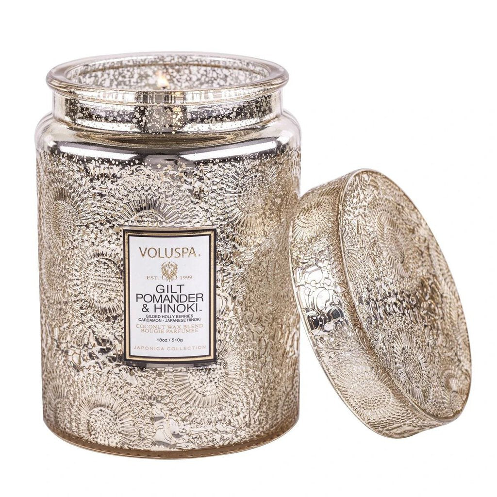 Voluspa Gilt Pomander & Hinoki 18oz Large Jar Candle