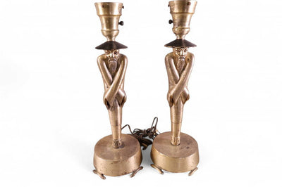 Vintage Pair of COLONIAL PREMIER CO. Chinese Figural Table Lamps (Set of 2)