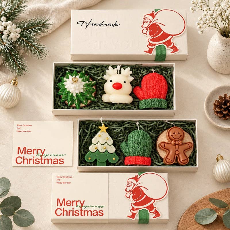 CouldNook Christmas Candle Gift Set - Sculpted Trio Box: Style7 / F