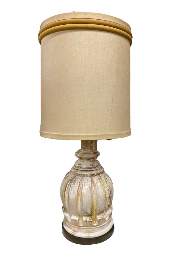 Mid Century Big White Table Lamp w/original Shade - 43"Hx20"Dx20"Wiu
