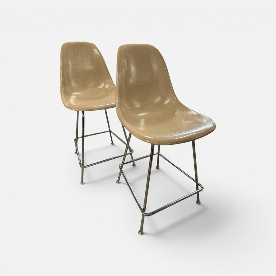 Herman Miller Pair of Fiberglass Counter Height Bar Stools (Set of 2)