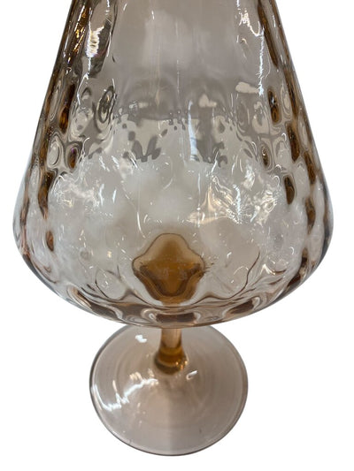 Rare Blush Pink Vintage Empoli Art Glass Pedestal Vase