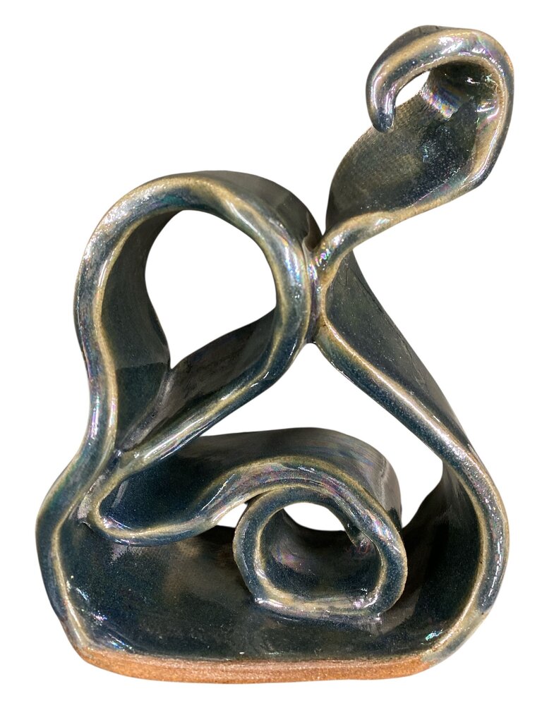 Iridescent Hematite Glazed Abstract Studio Pottery
