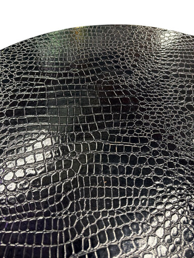 Modern Black Faux Crocodile Top Accent Table