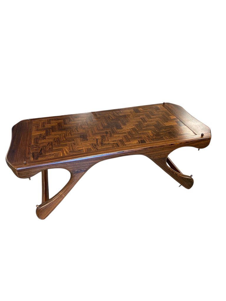 Don Shoemaker Mid Century Sculpted Coffee Table in Solid Rosewood 1960's
