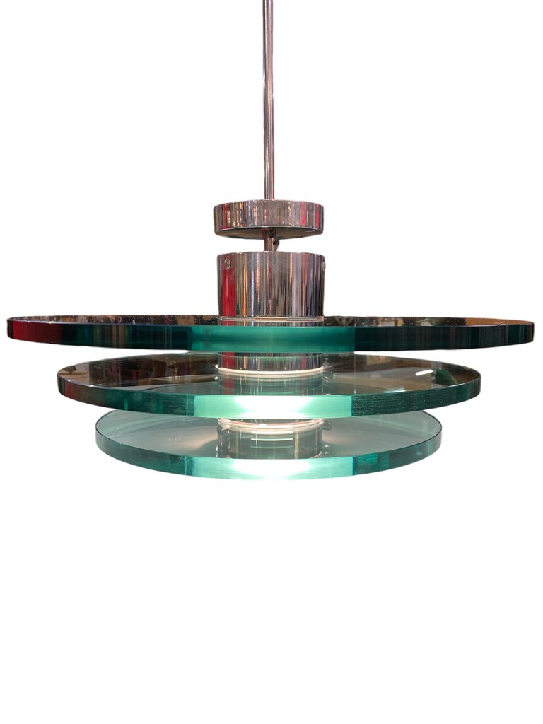 Post Modern 1980s Three Tier Glass Sphere Chandelier