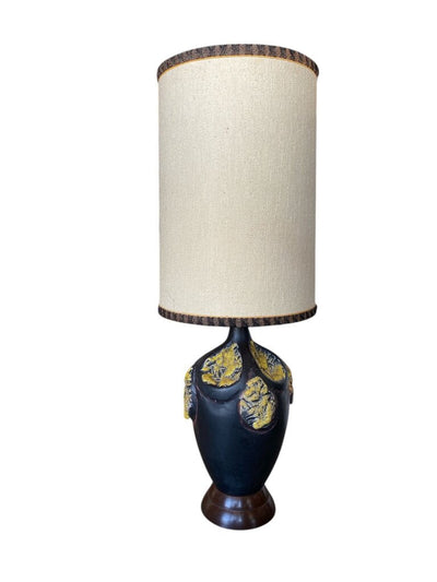 Mid Century Brown Lava Ceramic Table Lamp by Unterwriters Laboratories Portable Table Lamp