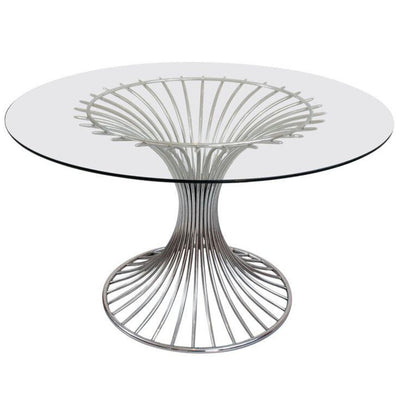 MCM 5pc Chrome and Glass Dining Set by Gastone Rinaldi 1960"s 4 Sabrina Chairs & 48" Table (Set of 5)