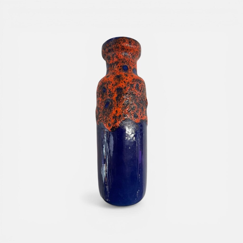 West German Scheurich Fat Lave Glaze Vase orange/blue 200/22