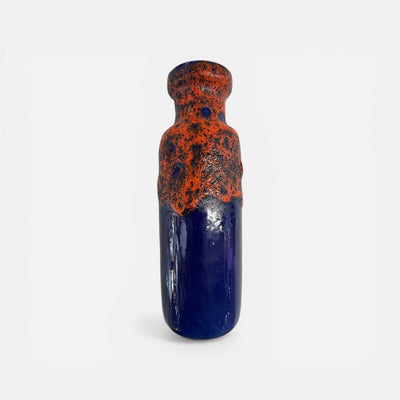 West German Scheurich Fat Lave Glaze Vase orange/blue 200/22