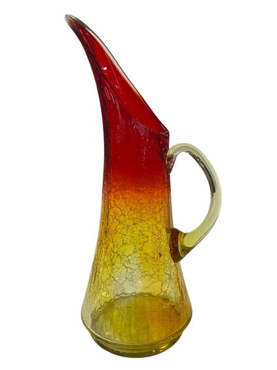 Vintage Kanawha Amberina 12" Crackle Glass Pitcher Vase