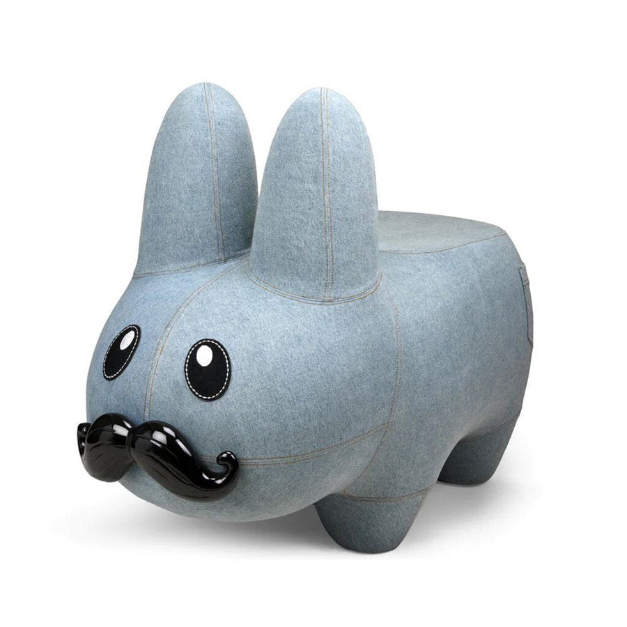 Art Giant Denim Happy 'Stache Labbit Stool by Frank Kozik