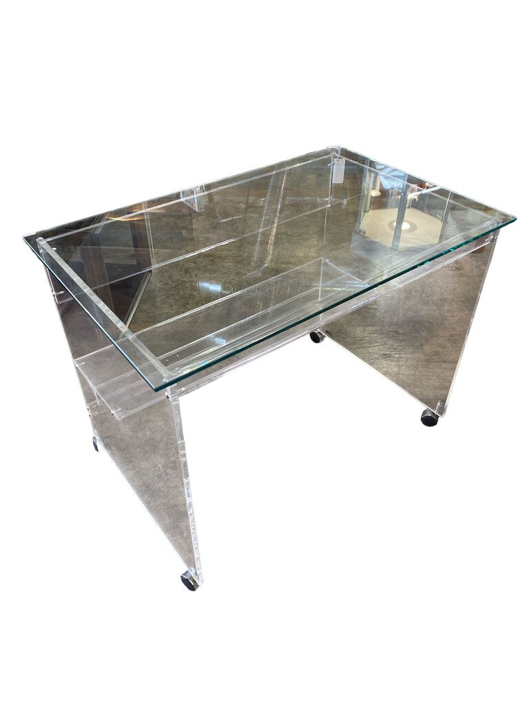 AKKO Glass Top Acrylic Desk on Wheels