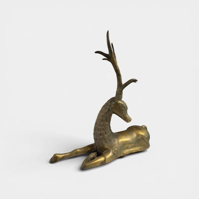 Hollywood Regency Brass Reclining Deer