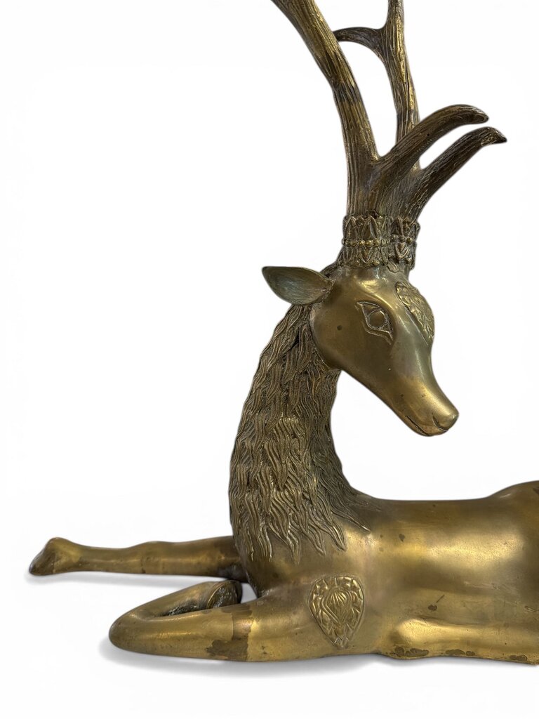 Hollywood Regency Brass Reclining Deer
