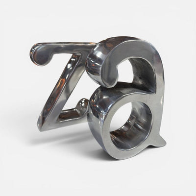 Mid Century Pair of Moderne A-Z Polished Aluminum Bookends
