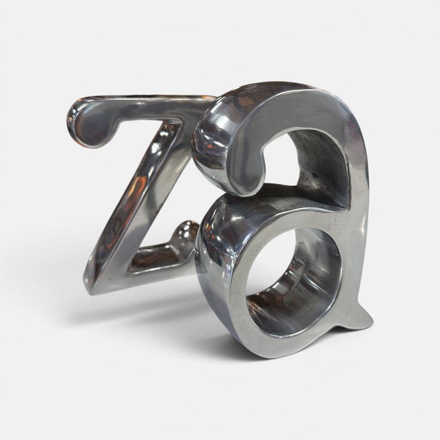 Mid Century Pair of Moderne A-Z Polished Aluminum Bookends