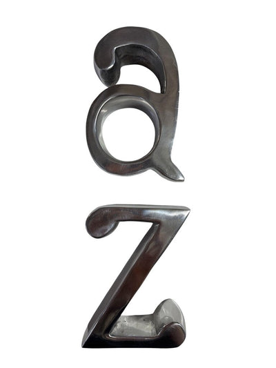 Mid Century Pair of Moderne A-Z Polished Aluminum Bookends