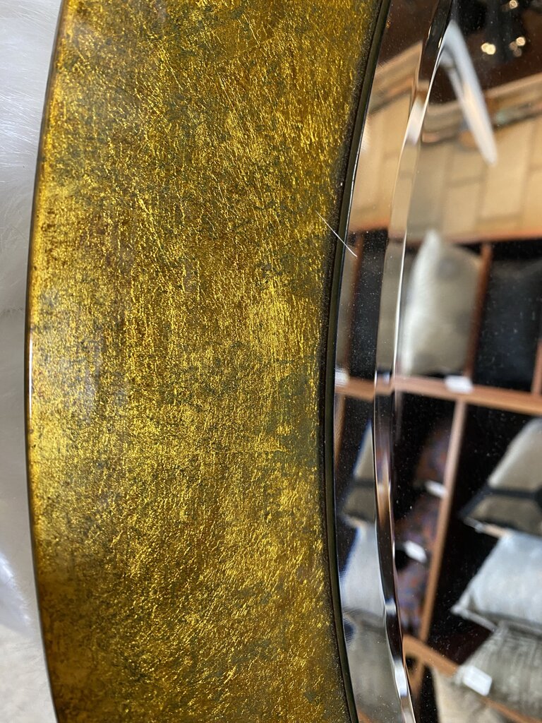 Mid Century 36" Round Gold Mirror by Bernhard Rohne