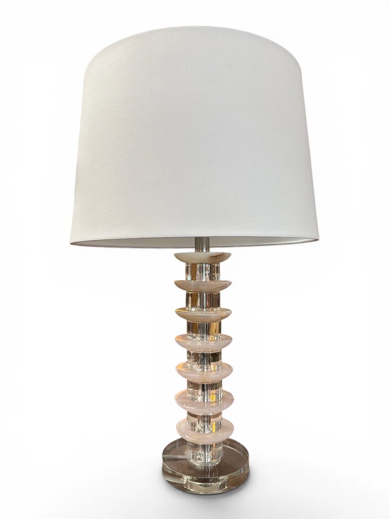 Polished Onyx and Lucite/Chrome Pair of Lamps (Set of 2)