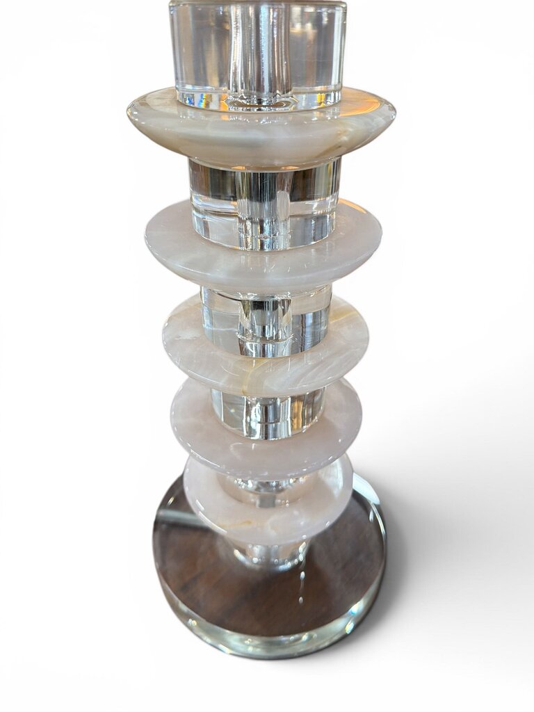 Polished Onyx and Lucite/Chrome Pair of Lamps (Set of 2)