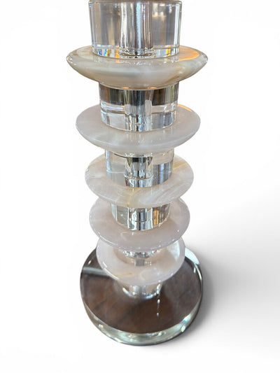 Polished Onyx and Lucite/Chrome Pair of Lamps (Set of 2)