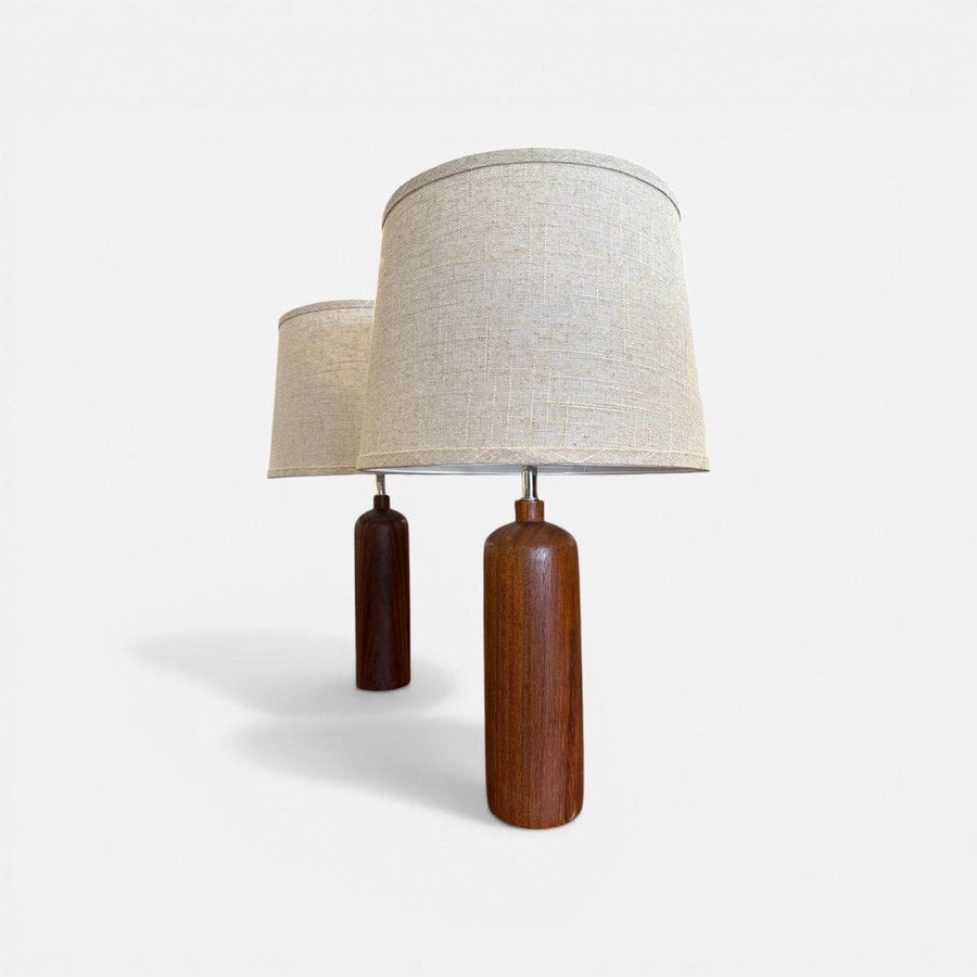PAIR Danish Modern Solid Teak Table Lamps (Set of 2)