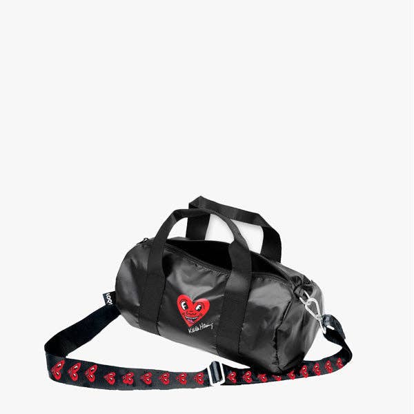 KEITH HARING Black Heart Face Metallic Medium Weekender