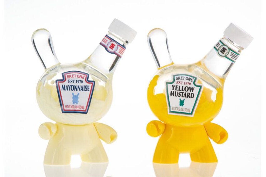 Sket One 8" Half Used YELLOW MUSTARD & Half Used  KETCHUP Dunny SIGNED  TAKING OFFERS (Set of 2)