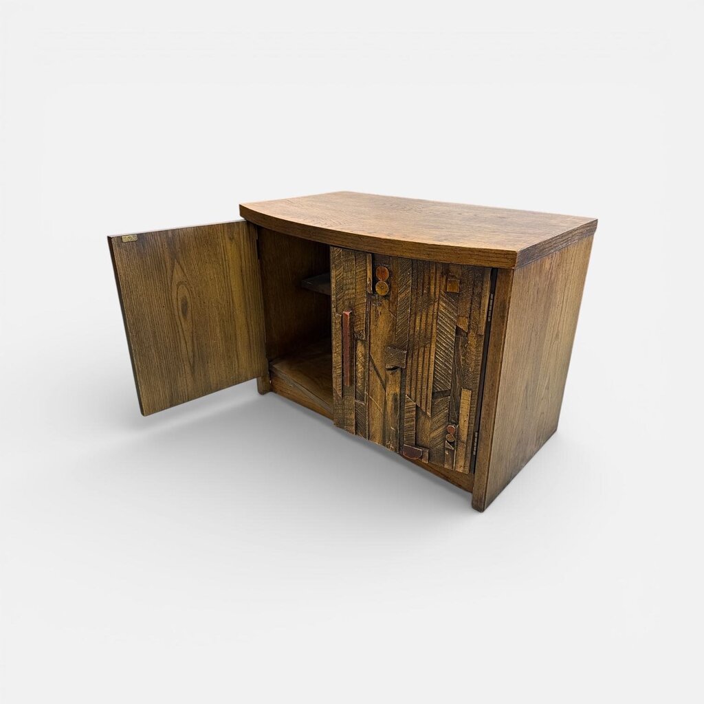 PAIR Lane Brutalist Nightstands Mid Century in Walnut/Mixed Woods/Oak (Set of 2)