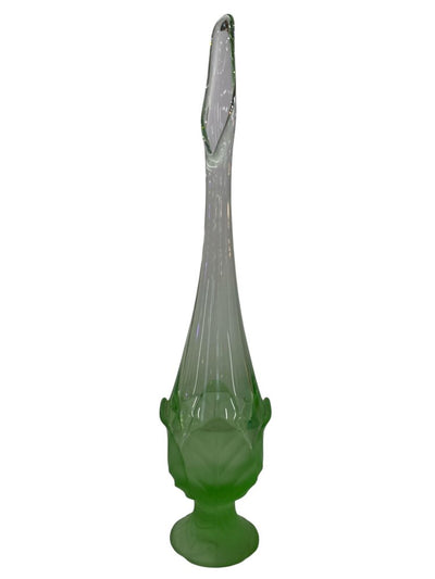 MCM Viking Green Frosted Cabbage Leaf Art Glass Vase