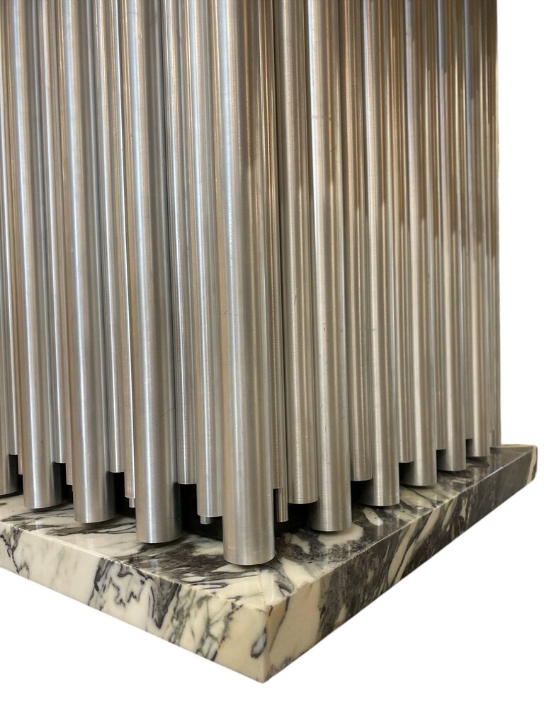 Custom Design Marble Dining Table Metal Pipes Column Base