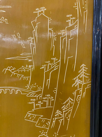 Mid Century 4 Panel Screen Room Divider