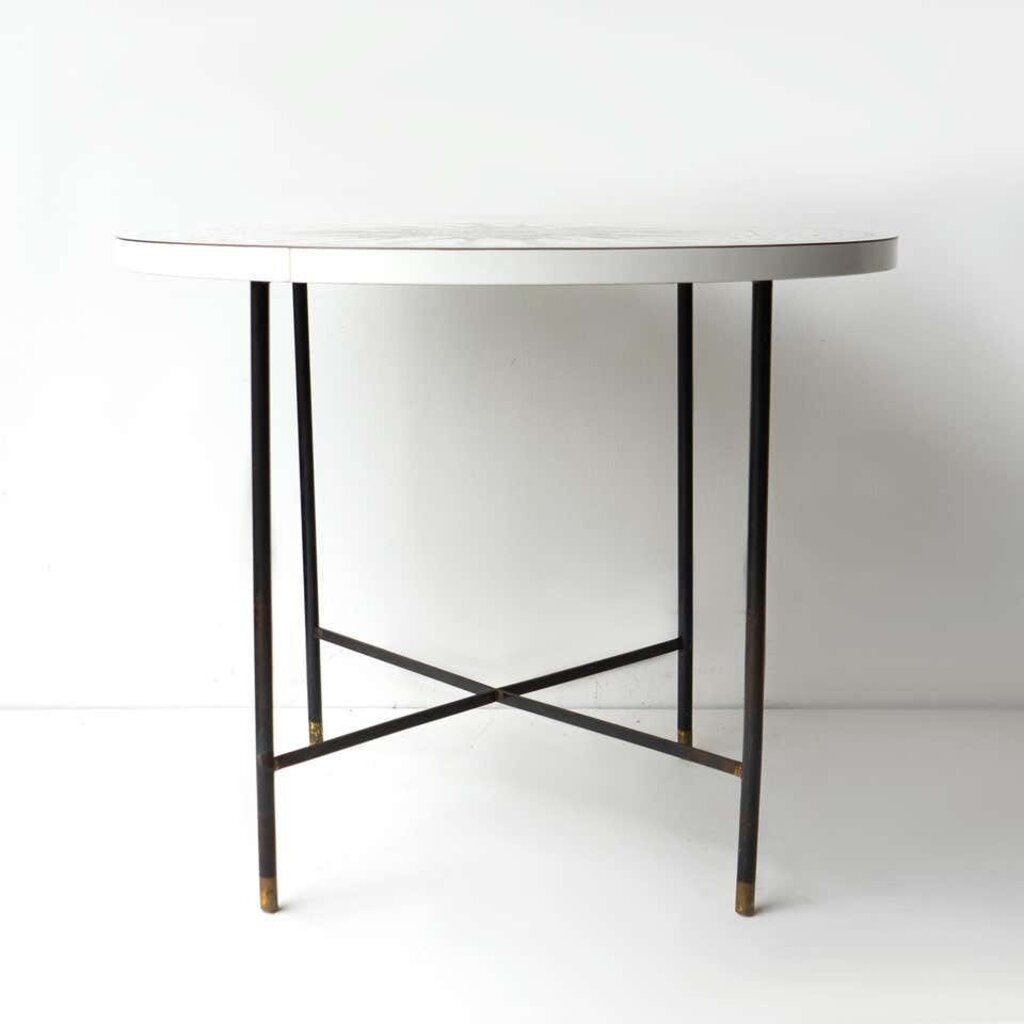 1960's Italian Round White Compass Table Attributed to Fornasetti