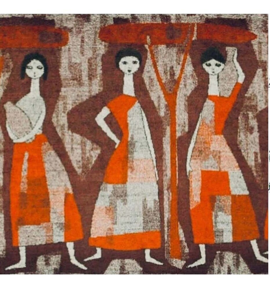 Mid Century Laszlo Pesci Post-Cubist Silk Blend Tapestry