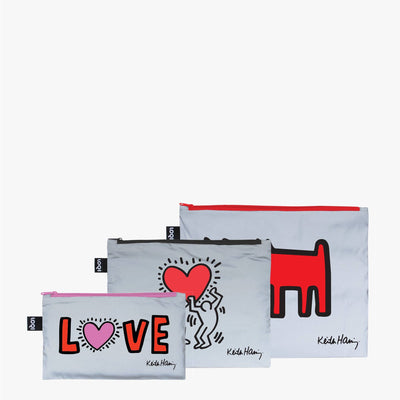 KEITH HARING Dog, Heart, Love Reflective Zip Pockets