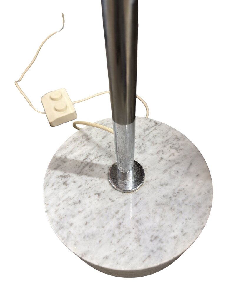 Vintage Mid Century Reggiani Italian Modern Double White Glass Orb Chrome Floor Lamp with Marble Base