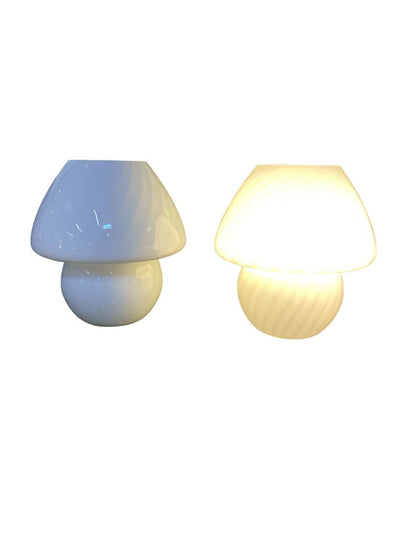 Vintage Pair of Milk Glass Mushroom Lamps (Set of 2) - 10.5"Hx10"Dx10"W x2