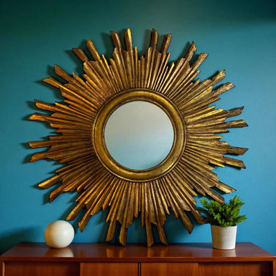 Hollywood Regency Gilt Starburst Mirror