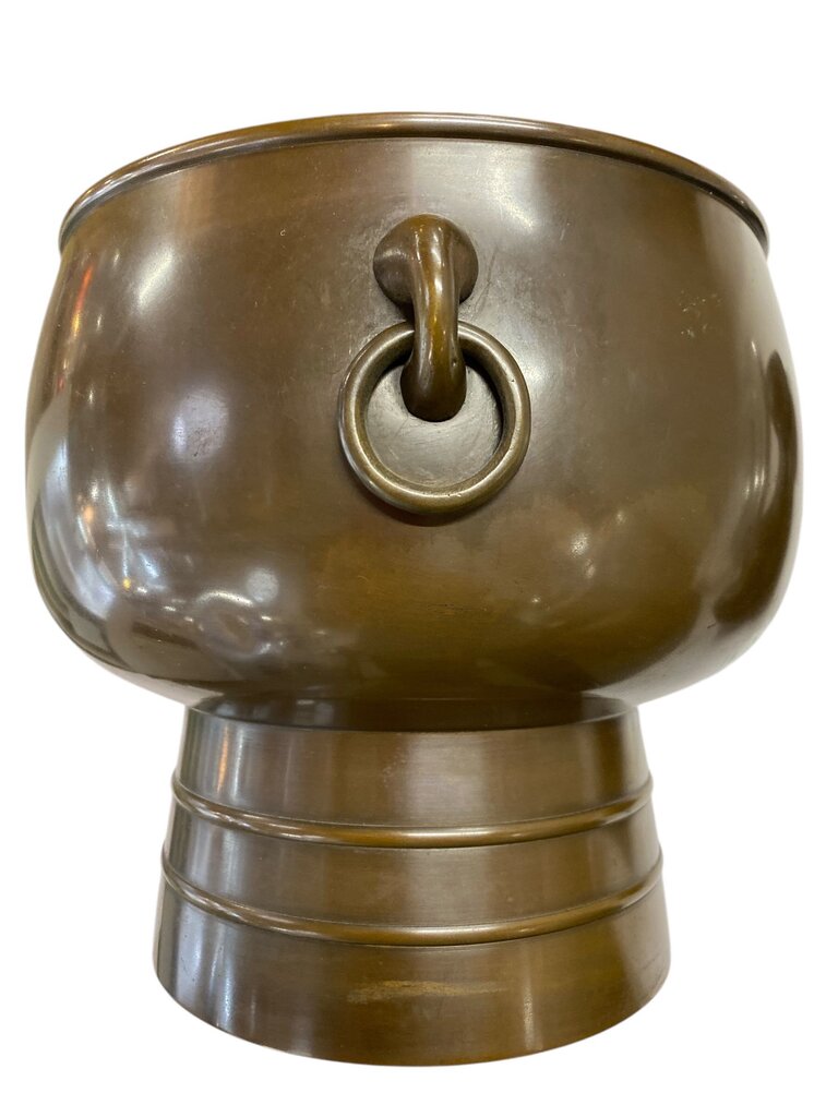 Vintage Japanese Brass Planter or Hibachi with Bronze Finish