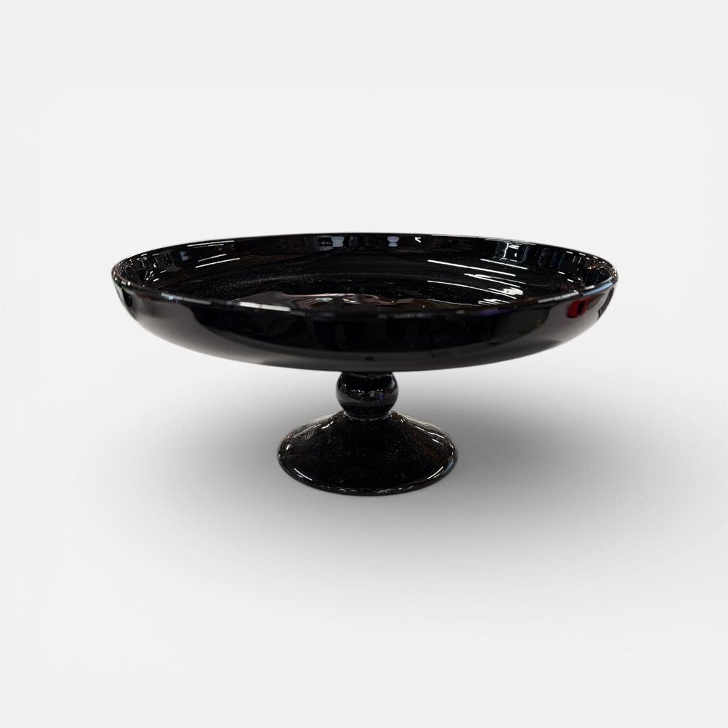 Modern Black Glass Cake Stand large