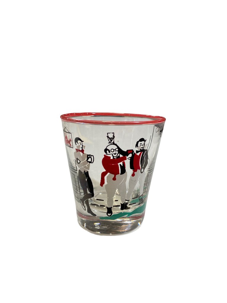 Vintage Pickwick Paper Dickens Bartender Set of 6 Small Drink Glasses By Libbey