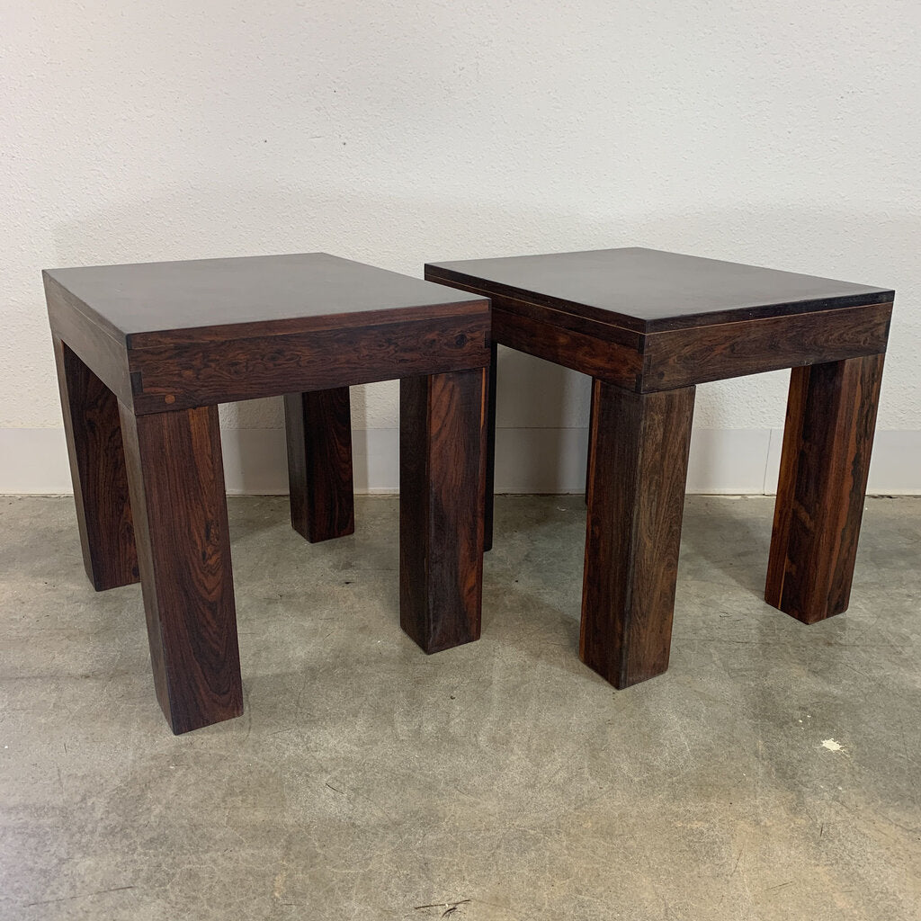 Pair of Don Shoemaker Nesting Tables Solid Rosewood Cocobolo Parquetry (Set of 2)