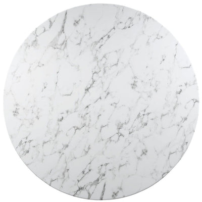Tulip Table Dining / 60" Round / Faux Marble / White Base - 60"W x 29.5"H